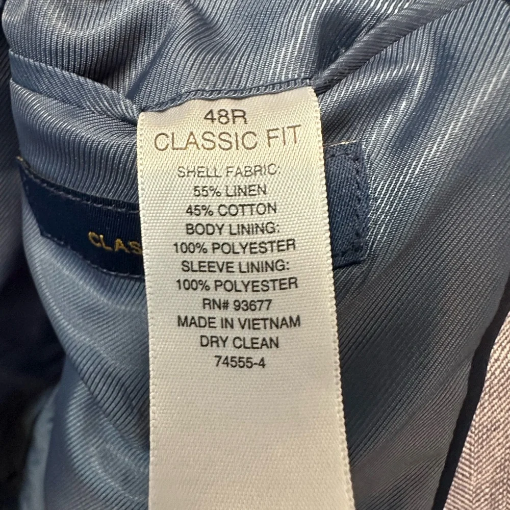 Stafford Classic Fit Linen Cotton Sport Coat Light Blue Men’s 48R - Picture 6 of 8